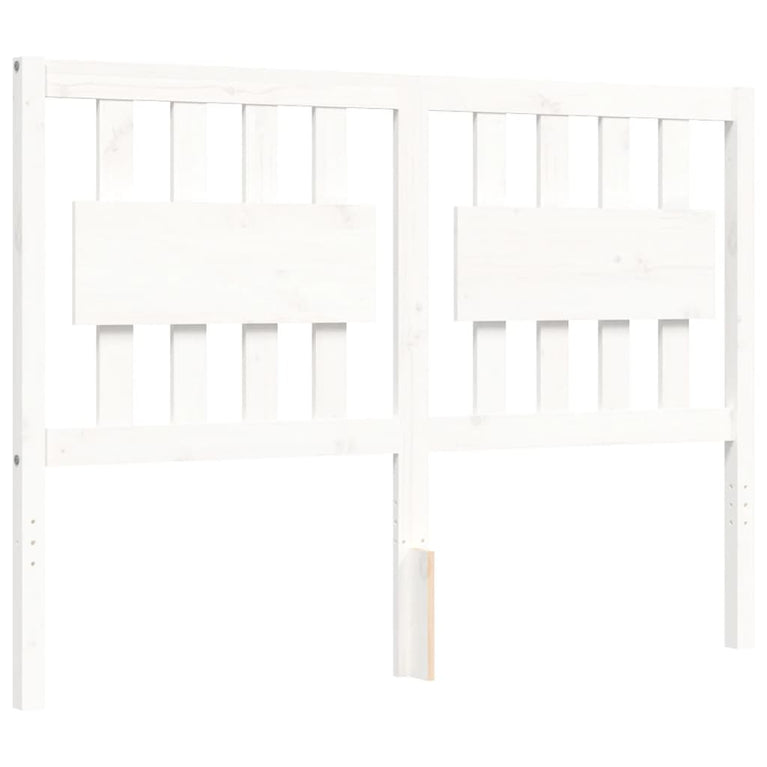 Bedframe met hoofdbord massief hout wit 140x190 cm