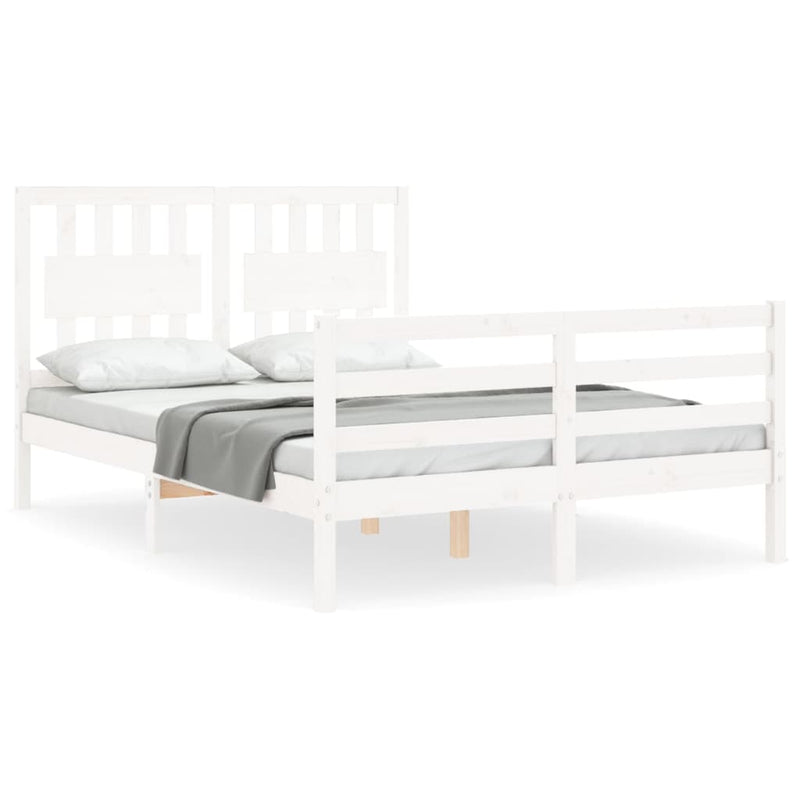 Bedframe met hoofdbord massief hout wit 120x200 cm