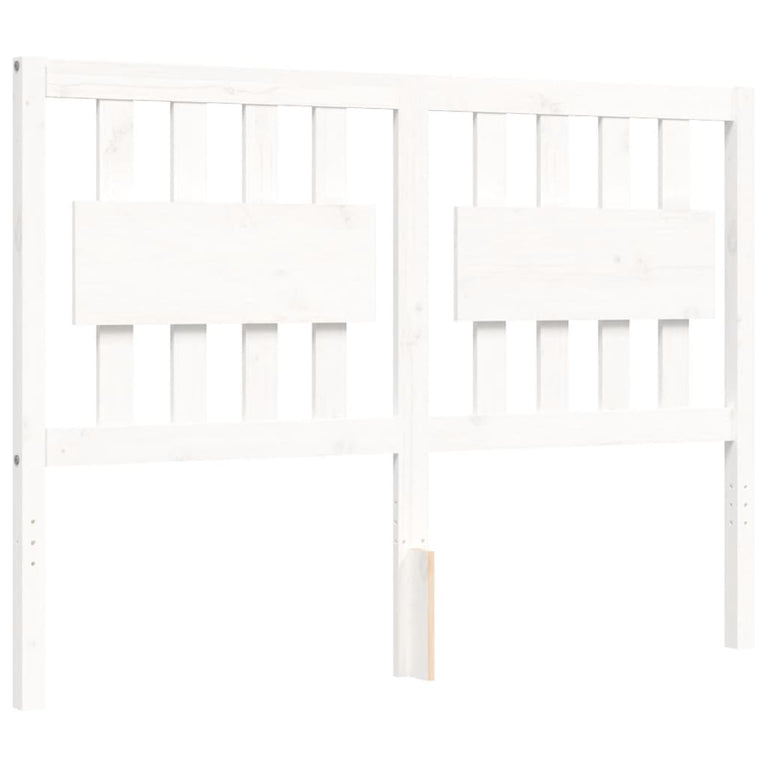 Bedframe met hoofdbord massief hout wit 120x200 cm