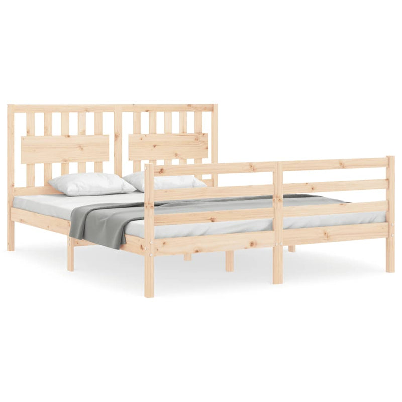 Bedframe met hoofdbord massief hout 160x200 cm