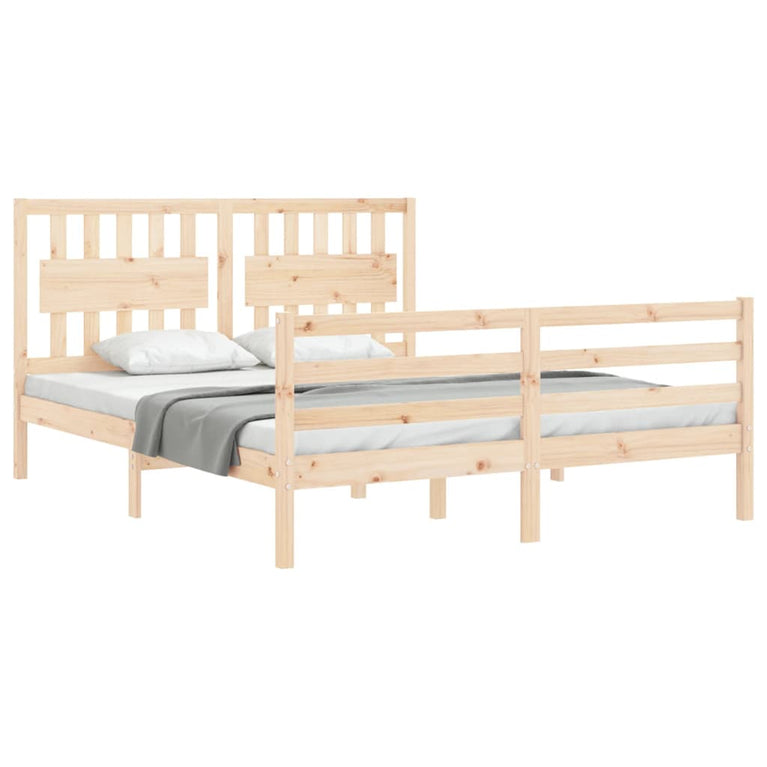 Bedframe met hoofdbord massief hout 160x200 cm
