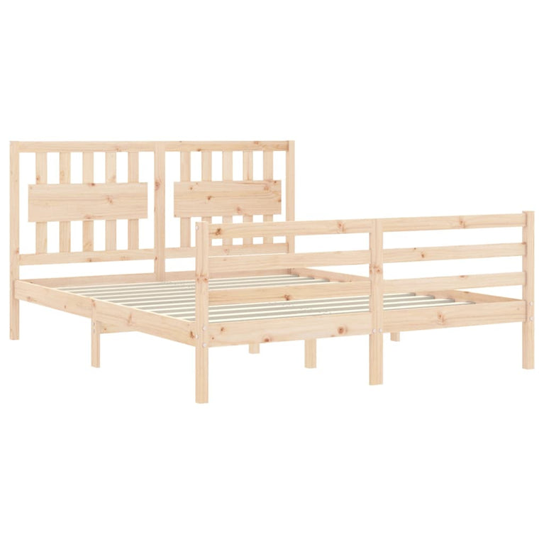 Bedframe met hoofdbord massief hout 160x200 cm