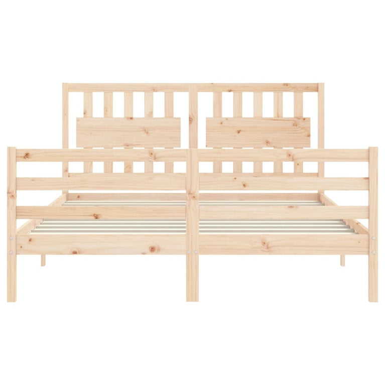 Bedframe met hoofdbord massief hout 160x200 cm
