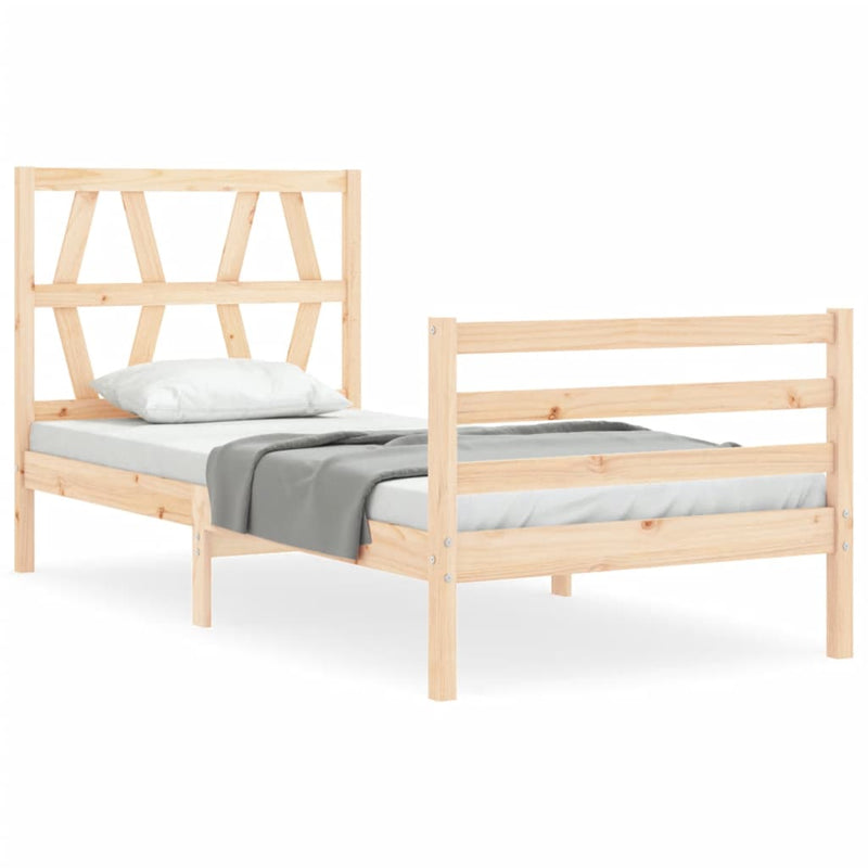 Bedframe met hoofdbord massief hout 2FT6 Small Single