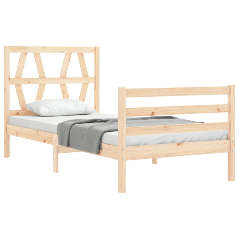 Bedframe met hoofdbord massief hout 2FT6 Small Single