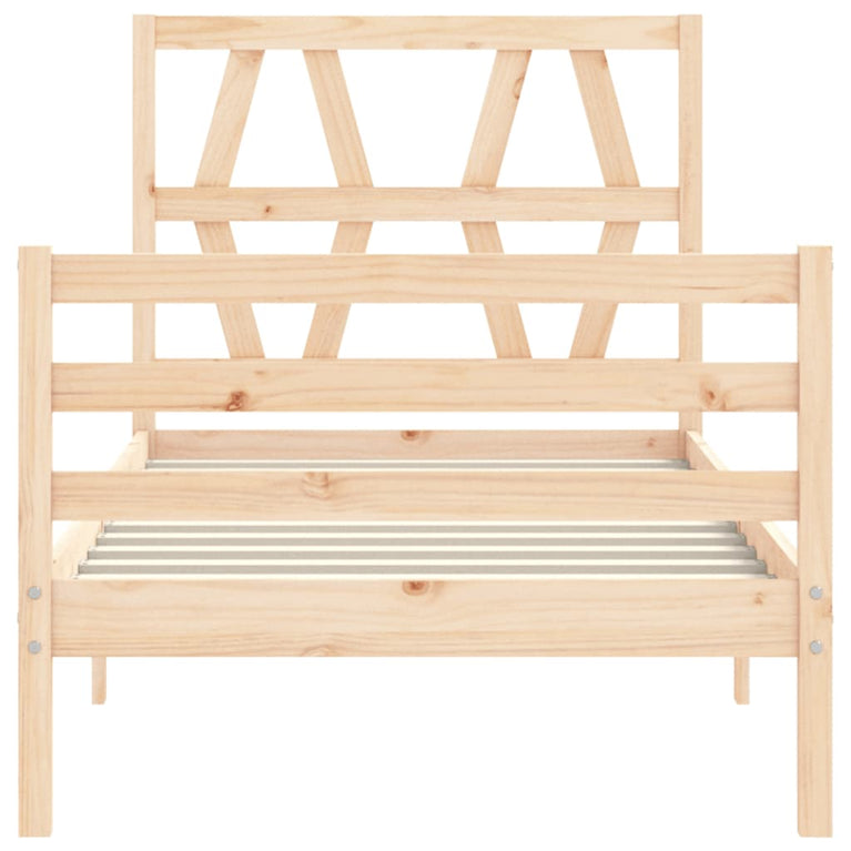 Bedframe met hoofdbord massief hout 2FT6 Small Single