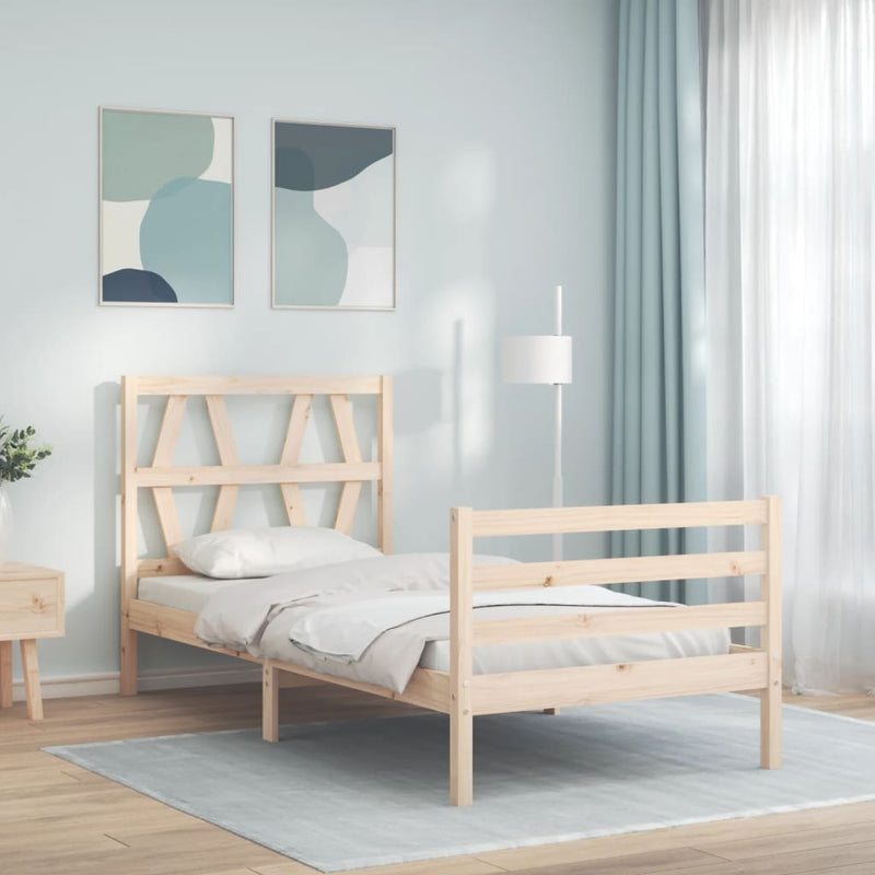 Bedframe met hoofdbord massief hout 2FT6 Small Single