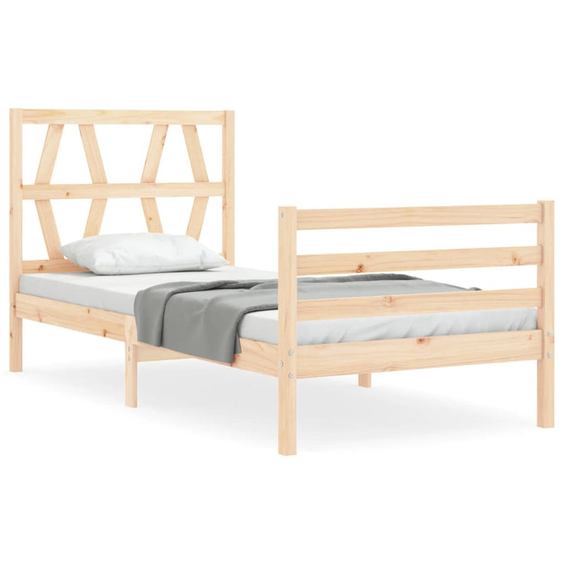 Bedframe met hoofdbord massief hout 3FT Single