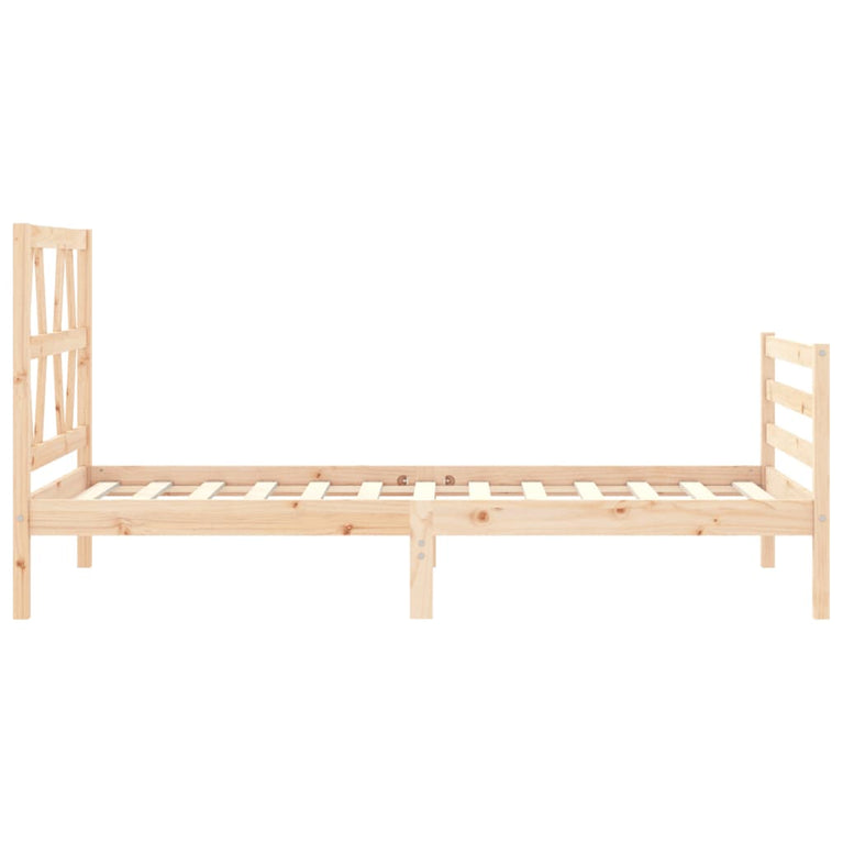 Bedframe met hoofdbord massief hout 3FT Single