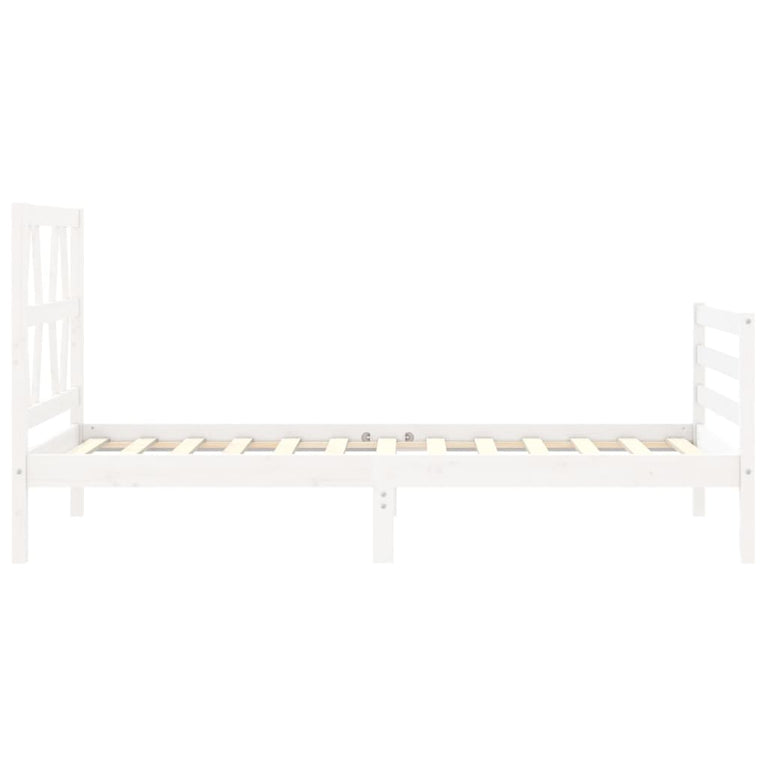 Bedframe met hoofdbord massief hout wit 3FT Single