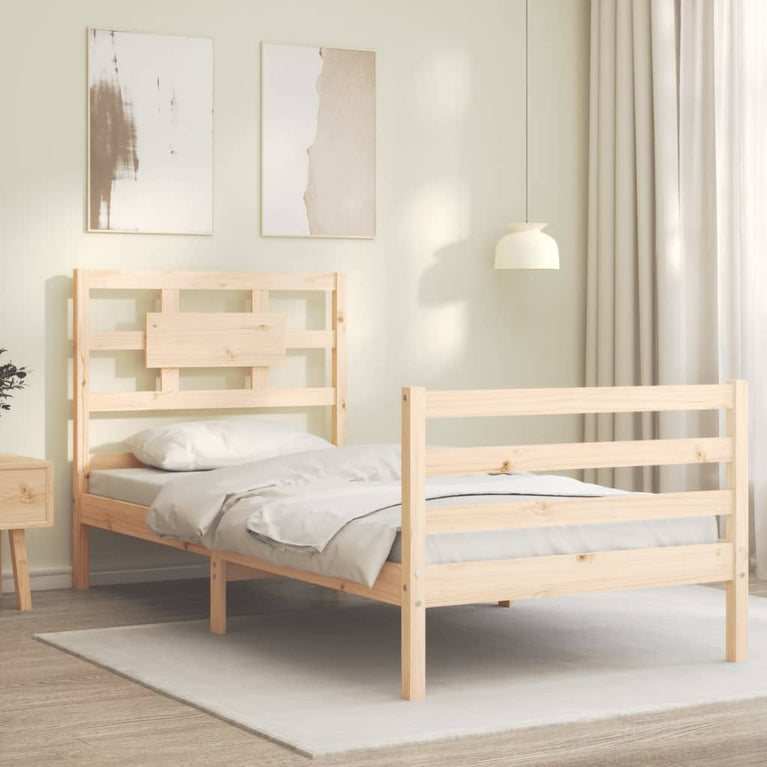 Bedframe met hoofdbord massief hout 2FT6 Small Single