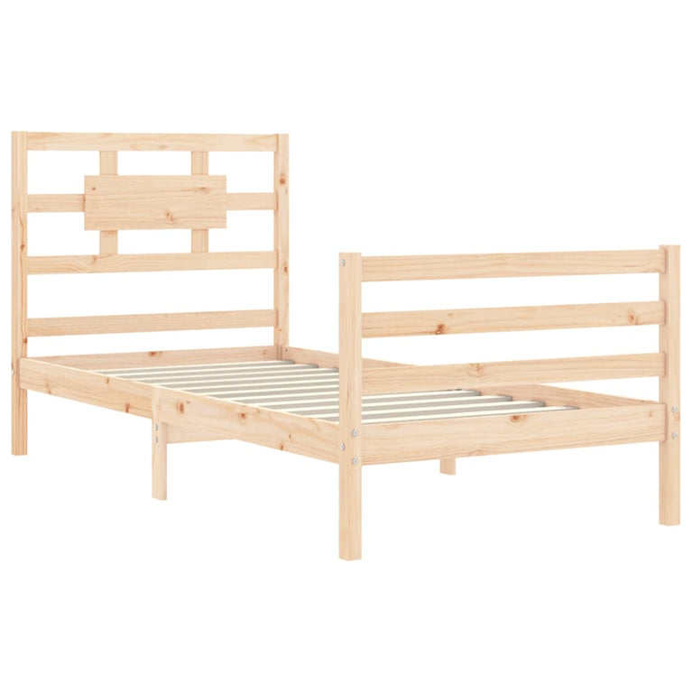 Bedframe met hoofdbord massief hout 2FT6 Small Single