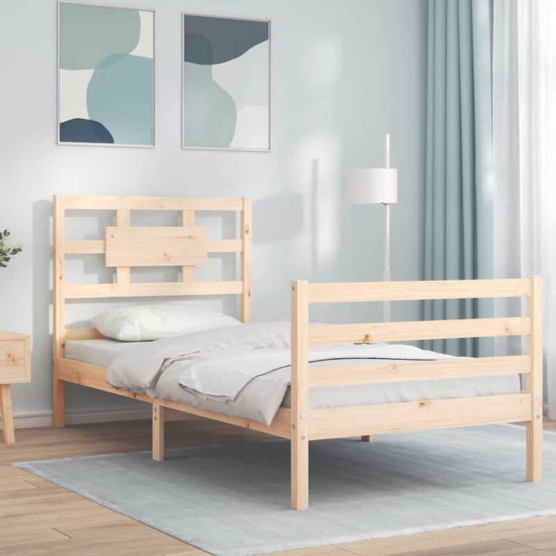 Bedframe met hoofdbord massief hout 2FT6 Small Single