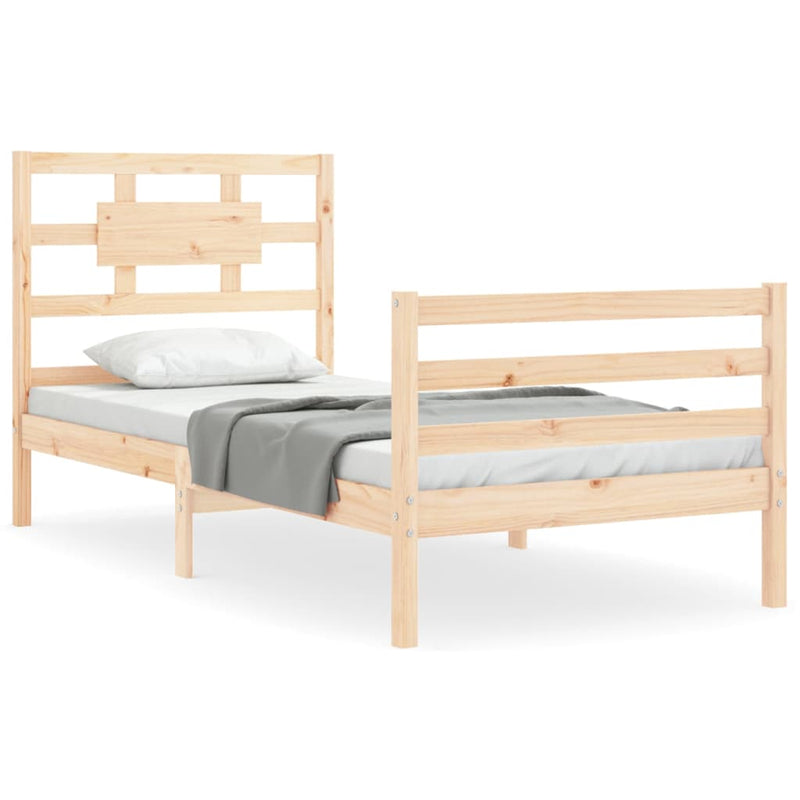 Bedframe met hoofdbord massief hout 3FT Single