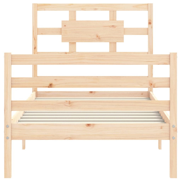 Bedframe met hoofdbord massief hout 3FT Single