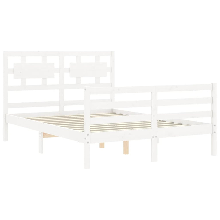 Bedframe met hoofdbord massief hout wit 4FT Small Double