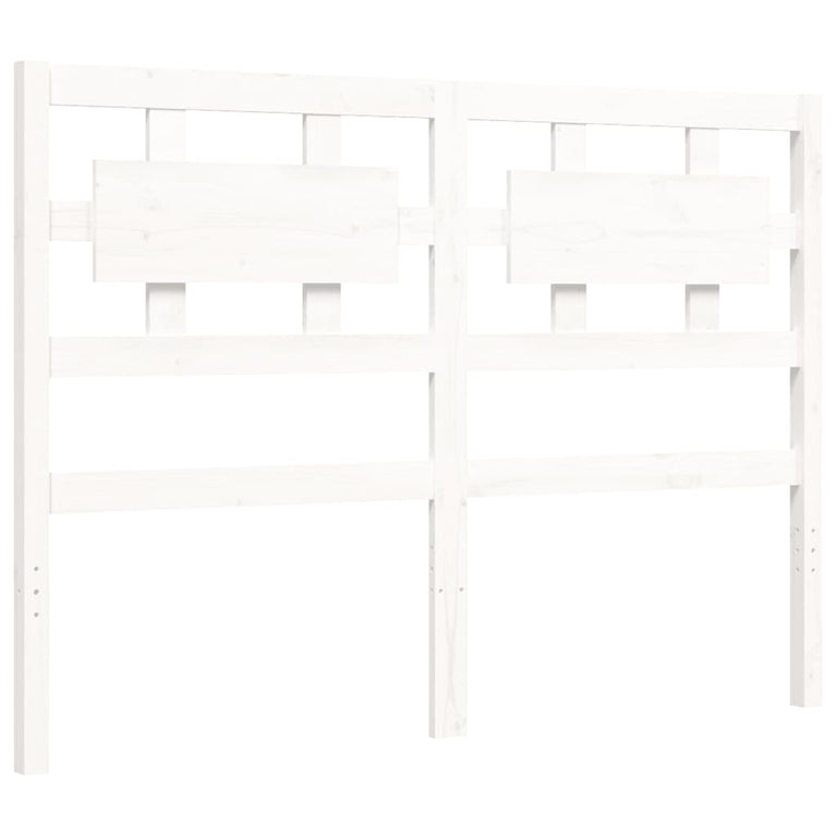 Bedframe met hoofdbord massief hout wit 120x200 cm