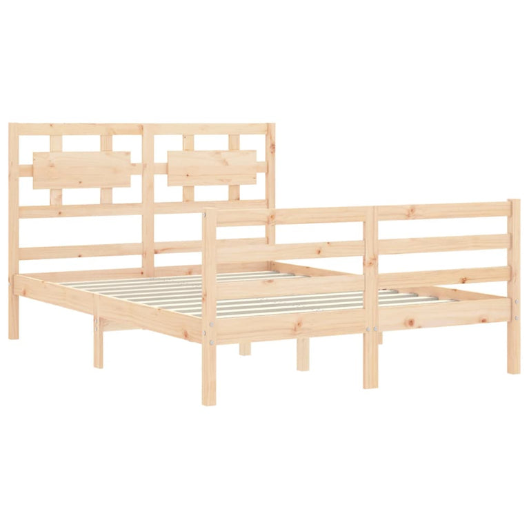 Bedframe met hoofdbord massief hout 140x200 cm