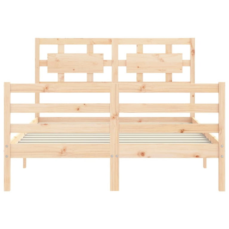 Bedframe met hoofdbord massief hout 140x200 cm