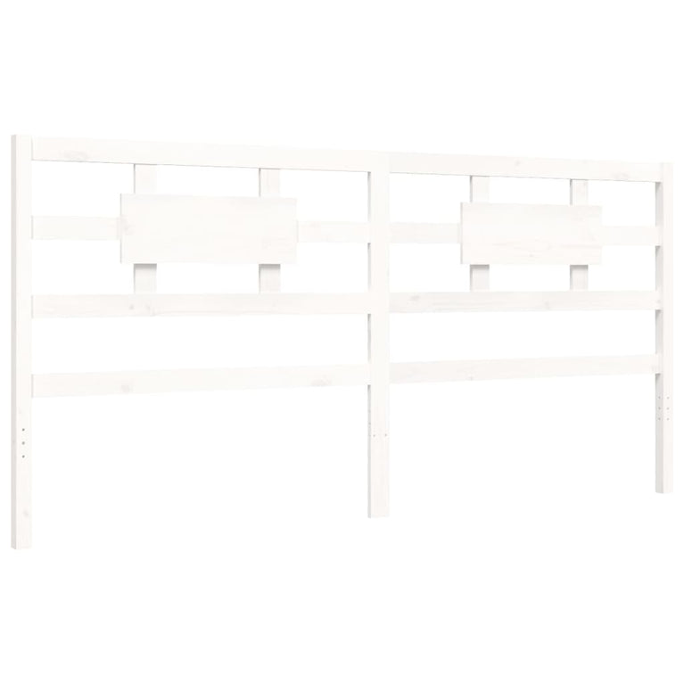 Bedframe met hoofdbord massief hout wit Super King Size