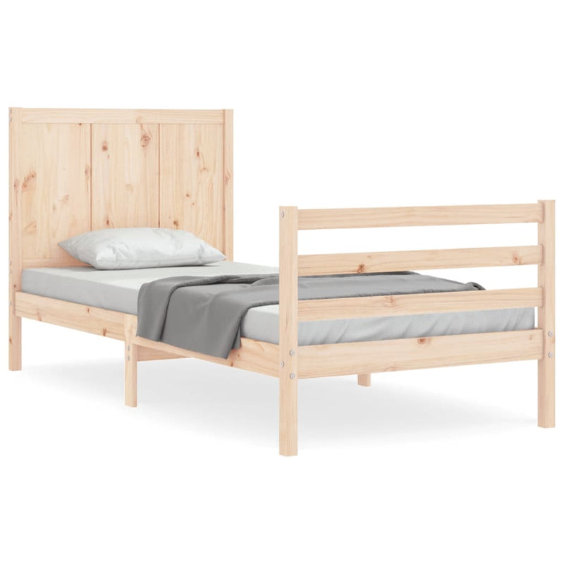 Bedframe met hoofdbord massief hout 3FT Single