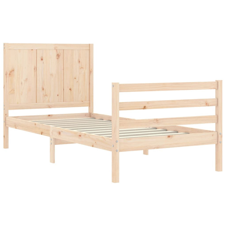 Bedframe met hoofdbord massief hout 3FT Single
