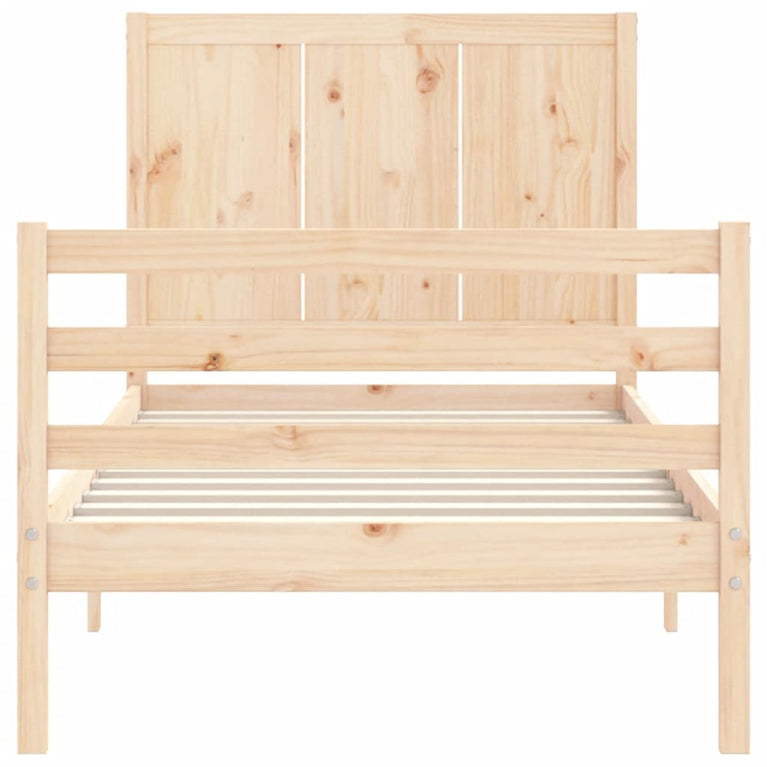Bedframe met hoofdbord massief hout 3FT Single