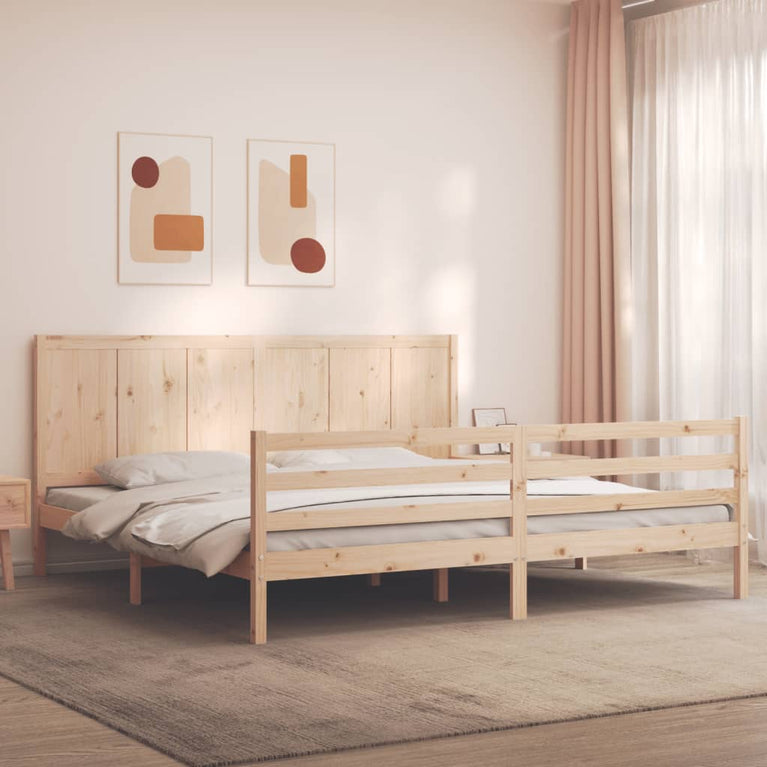 Bedframe met hoofdbord massief hout 6FT Super King