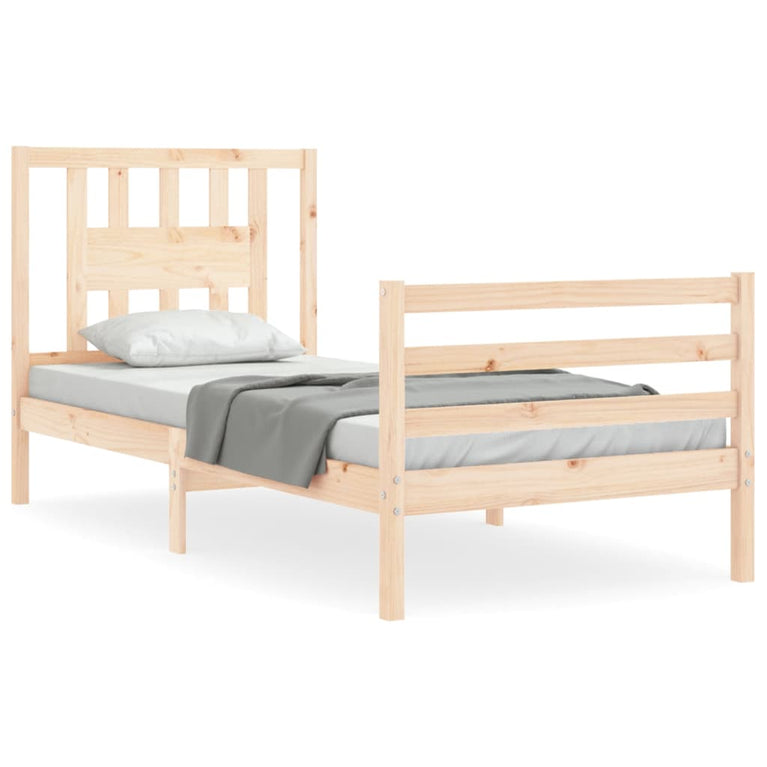 Bedframe met hoofdbord massief hout 2FT6 Small Single