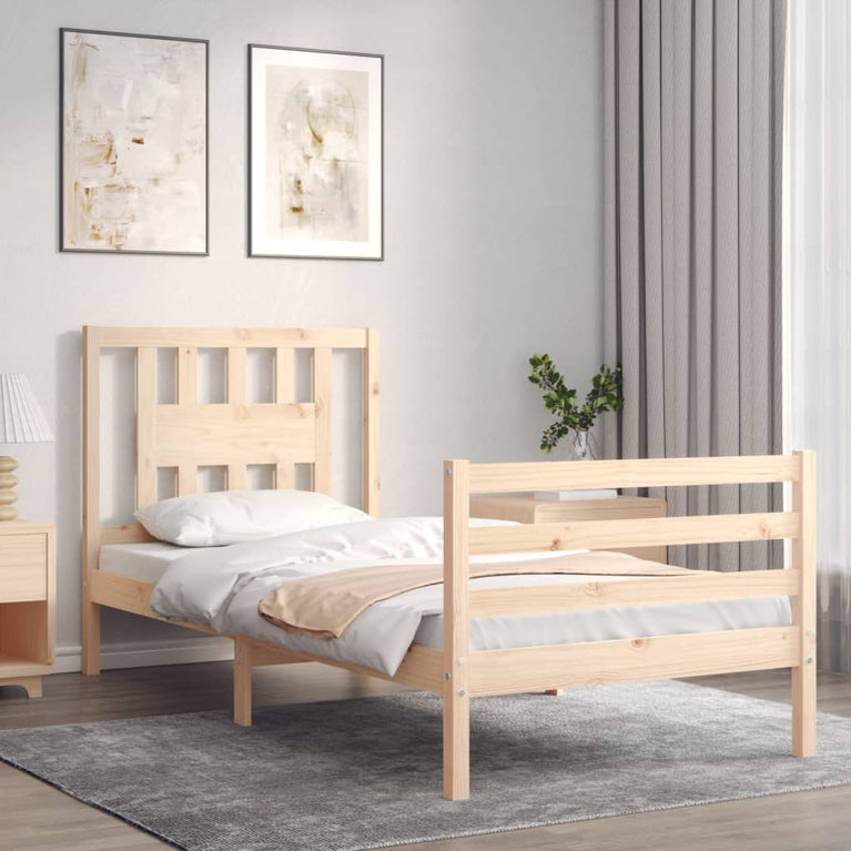 Bedframe met hoofdbord massief hout 2FT6 Small Single