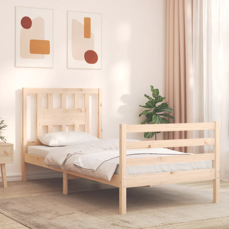 Bedframe met hoofdbord massief hout 2FT6 Small Single