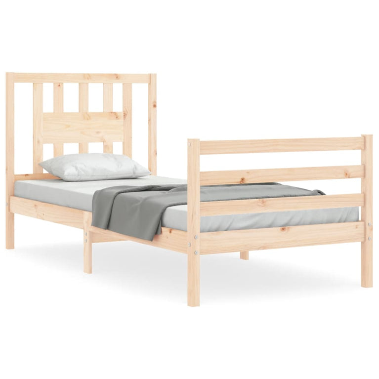 Bedframe met hoofdbord massief hout 3FT Single