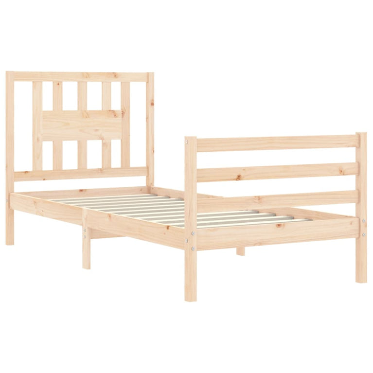 Bedframe met hoofdbord massief hout 3FT Single