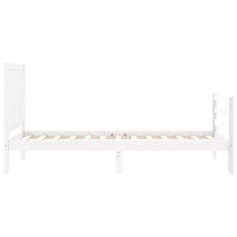 Bedframe met hoofdbord massief hout wit 3FT Single