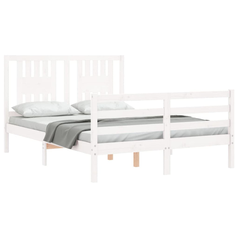 Bedframe met hoofdbord massief hout wit 4FT Small Double