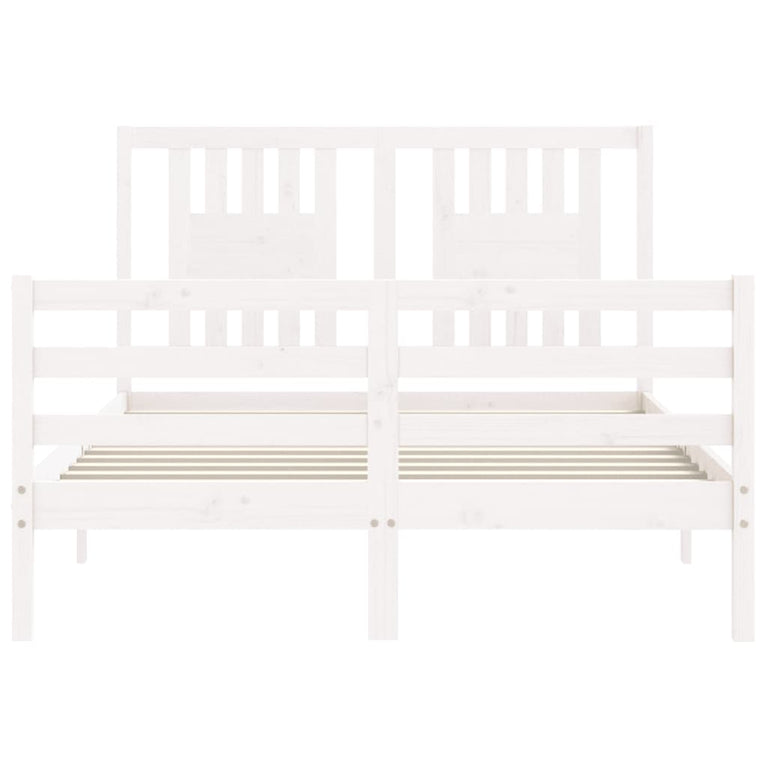 Bedframe met hoofdbord massief hout wit 4FT Small Double