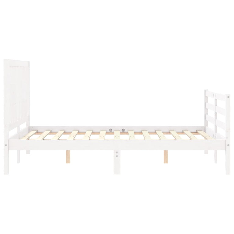 Bedframe met hoofdbord massief hout wit 4FT Small Double