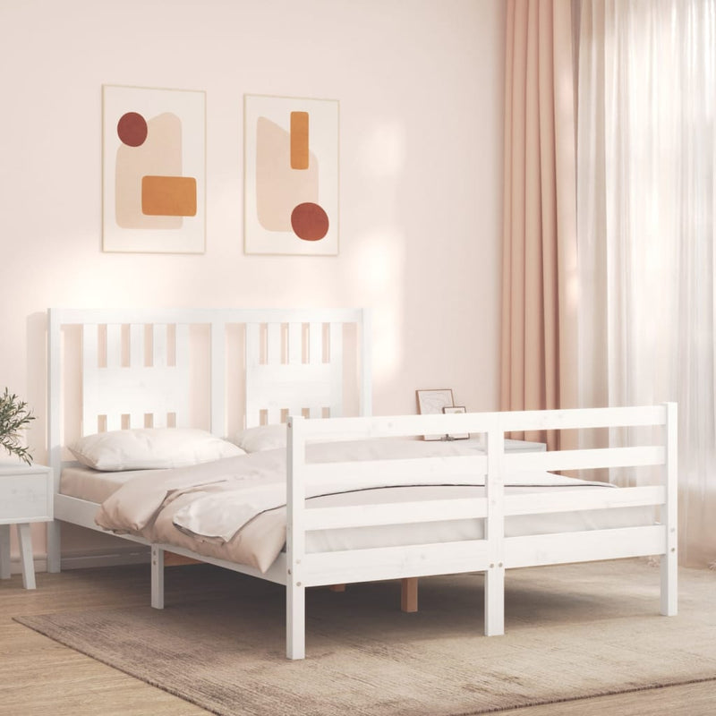 Bedframe met hoofdbord massief hout wit 4FT Small Double