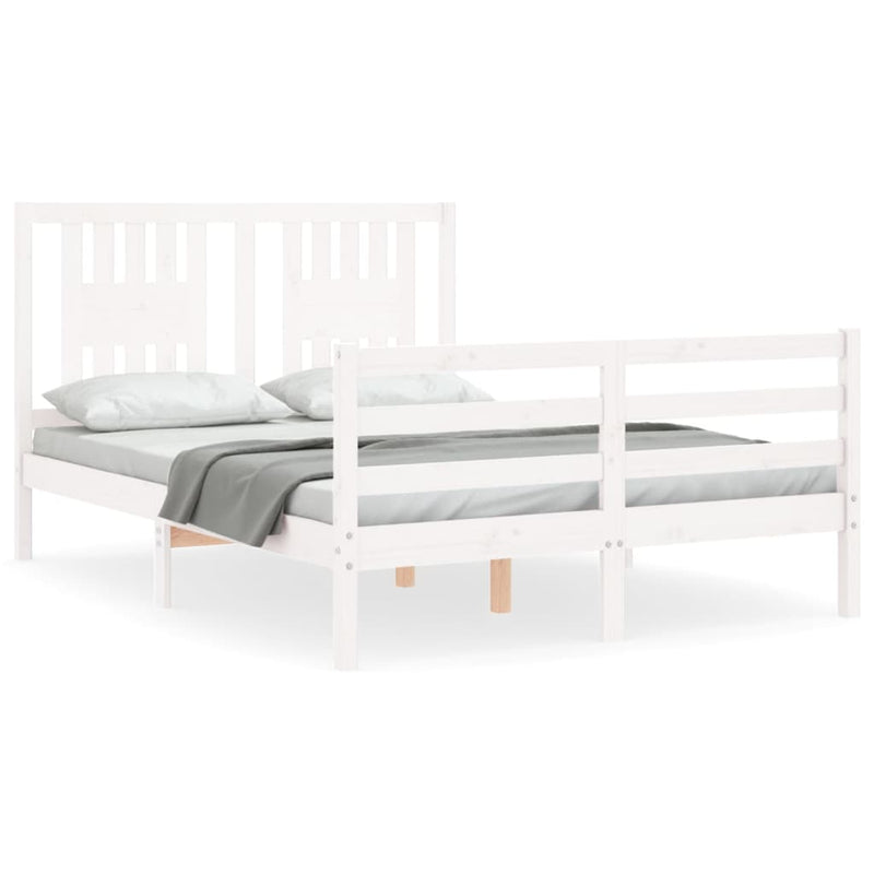 Bedframe met hoofdbord massief hout wit 120x200 cm