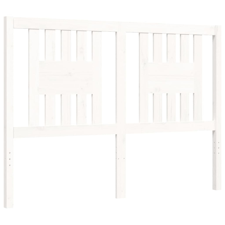 Bedframe met hoofdbord massief hout wit 120x200 cm