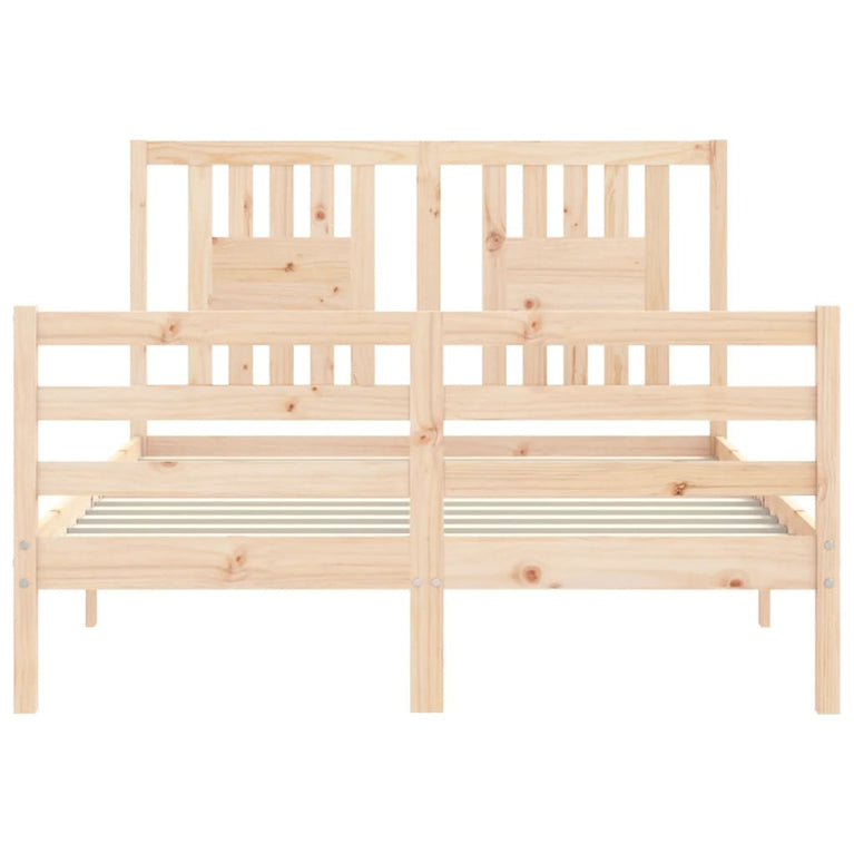 Bedframe met hoofdbord massief hout 140x200 cm
