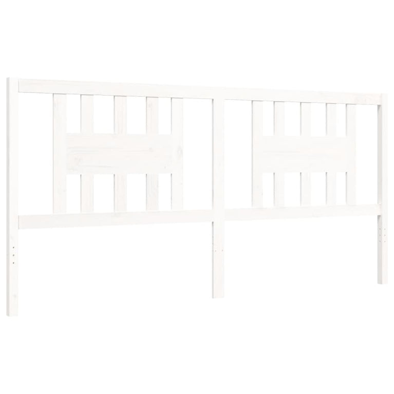 Bedframe met hoofdbord massief hout wit Super King Size