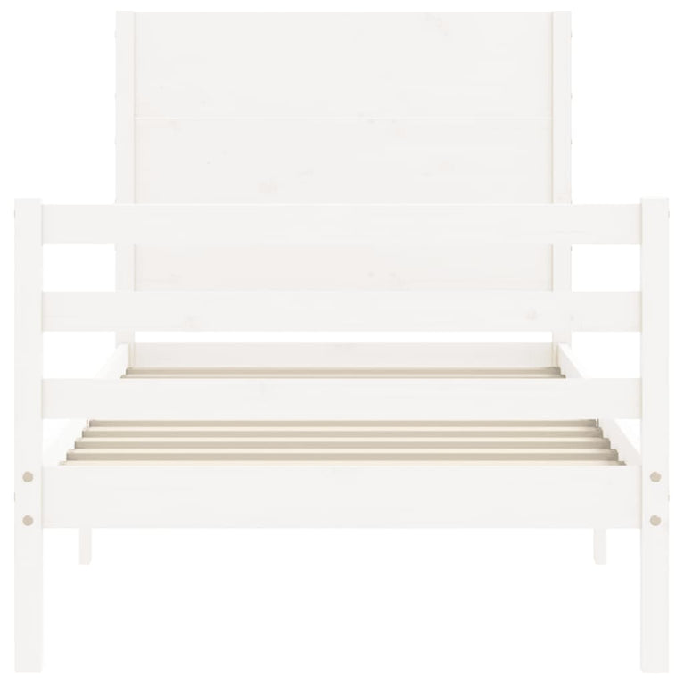 Bedframe met hoofdbord massief hout wit 2FT6 Small Single