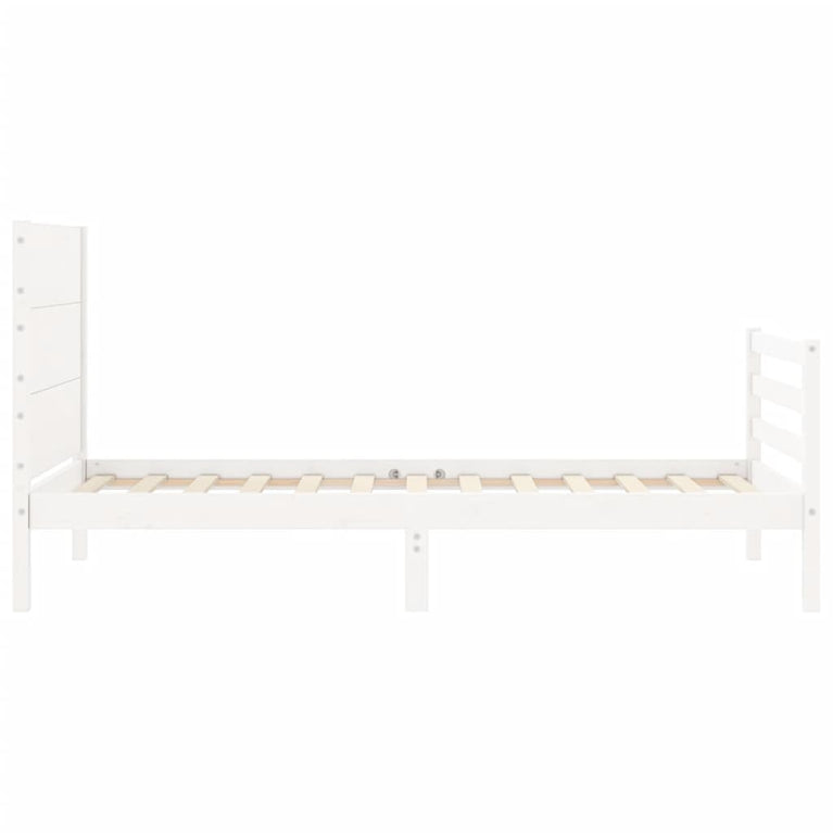 Bedframe met hoofdbord massief hout wit 2FT6 Small Single