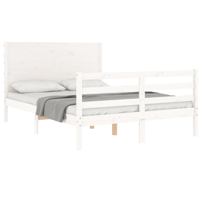 Bedframe met hoofdbord massief hout wit 4FT Small Double