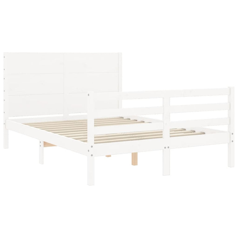 Bedframe met hoofdbord massief hout wit 4FT Small Double