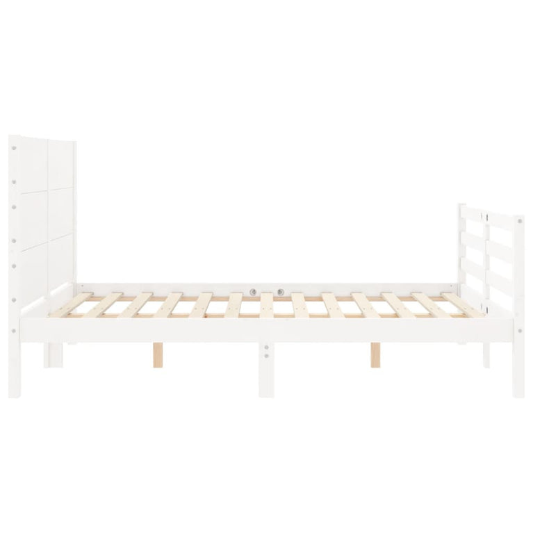Bedframe met hoofdbord massief hout wit 4FT Small Double