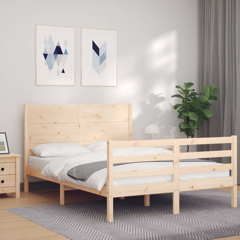 Bedframe met hoofdbord massief hout 120x200 cm