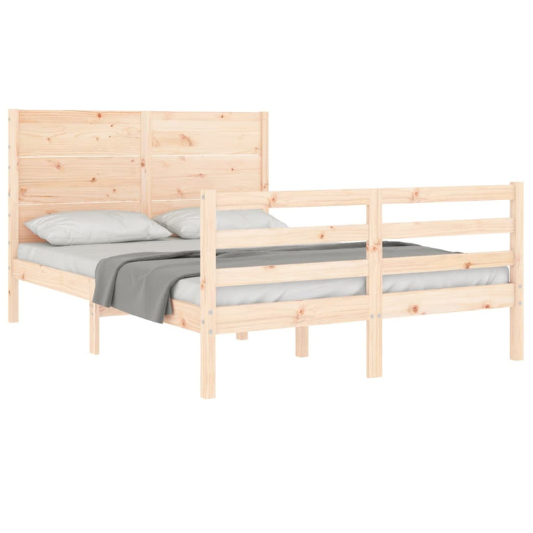 Bedframe met hoofdbord massief hout 120x200 cm