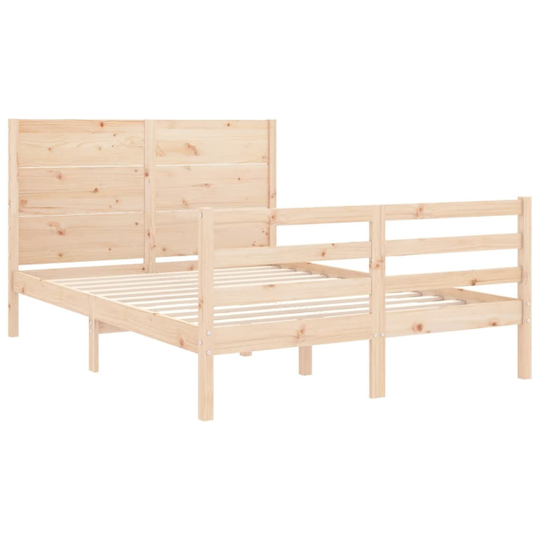 Bedframe met hoofdbord massief hout 120x200 cm